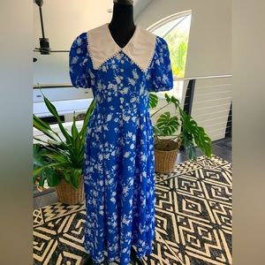 Blue Collared Dress with Belt